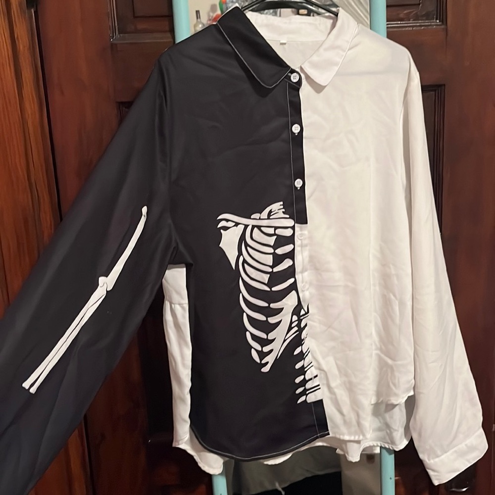 Halloween Skeleton Button Up